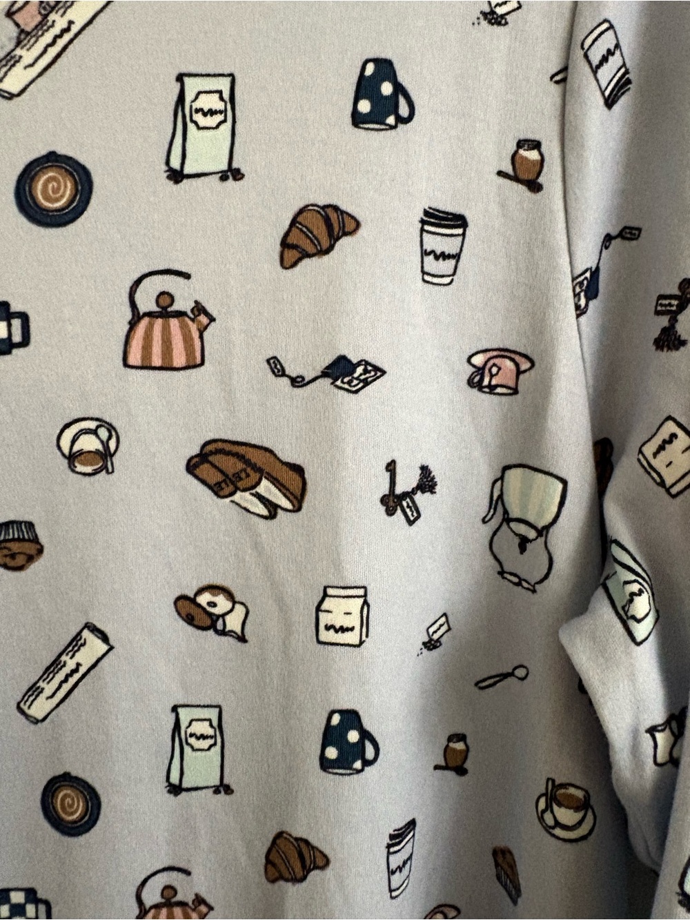 Lands’ End Cotton French Café Breakfast Nightgown Large Blue Sleep Dress Soft - Picture 2 of 10